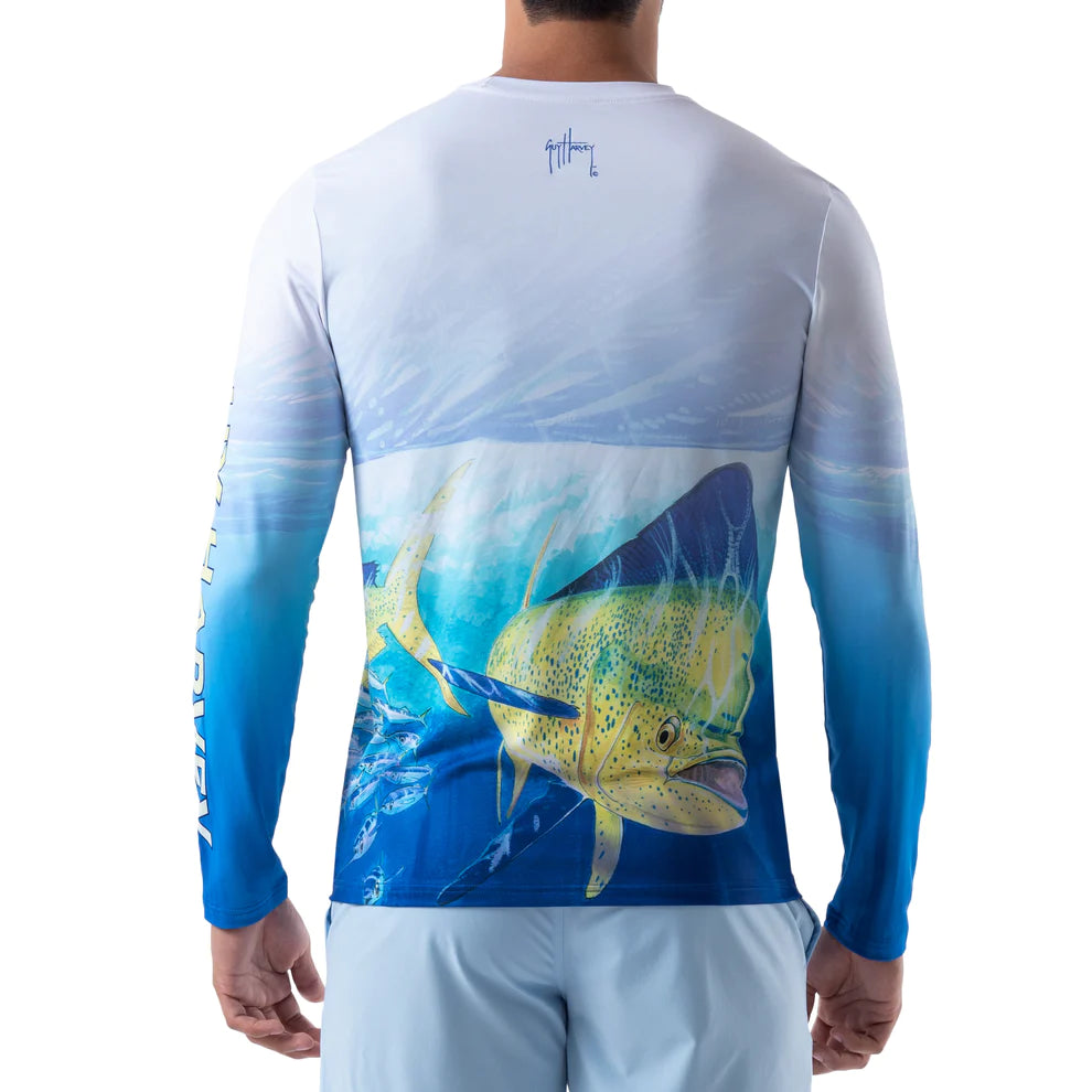 Guy Harvey Men's Mahi Mahi Long Sleeve Sun Protection Shirt Bright Whi – J  & J Sports Inc.-Bait & Tackle-Fishing Long Island