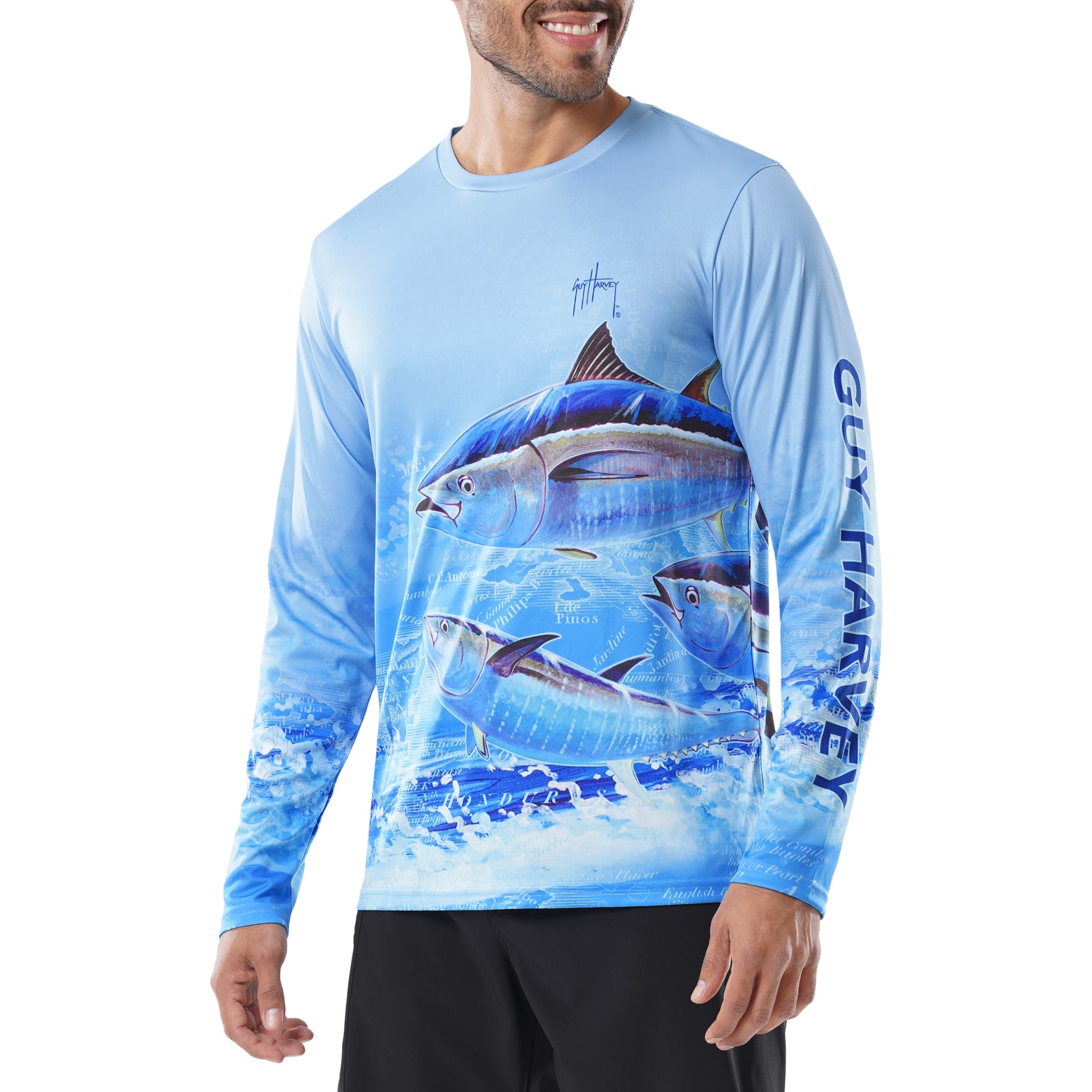 Hook and Tackle Mens Fish Regular Fit Long Sleeve Crew T-shirt - Blue Large