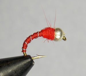 Zebra Midge - Red - Bead Head( Size 16)